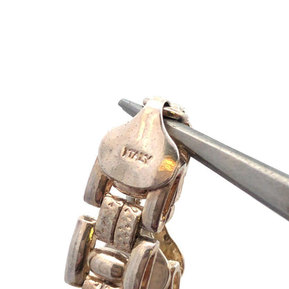 925 Sterling Silver Fancy Square Bicycle Link Chain Necklace