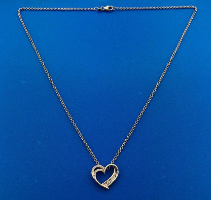 Designer 10K White Gold Diamond Accent Double Open Heart Anniversary Pendant