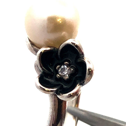 PANDORA ALE 925 Sterling Silver Cubic Zirconia Pearl Mystic Floral Ring 190924