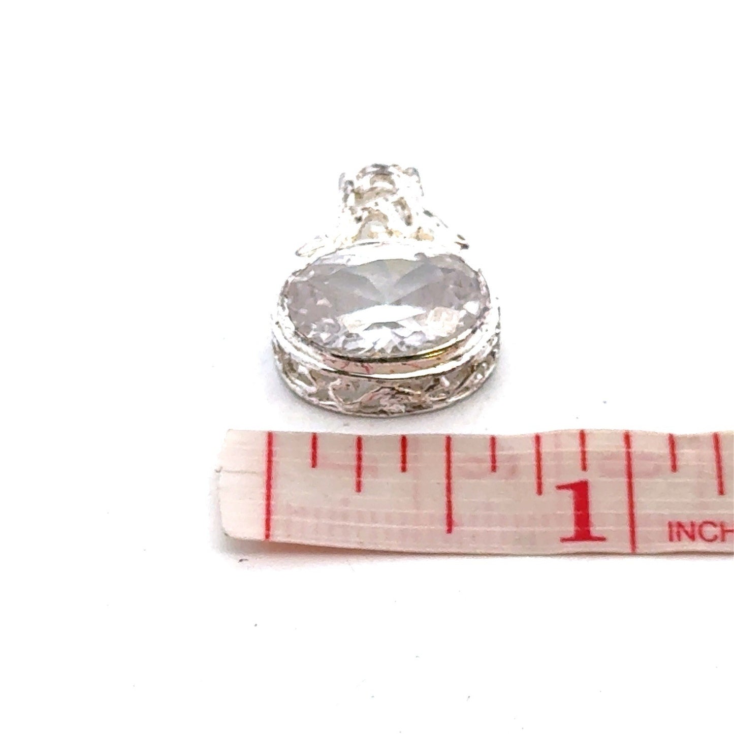 Designer 925 Sterling Silver Cubic Zirconia East West Scroll Statement Pendant
