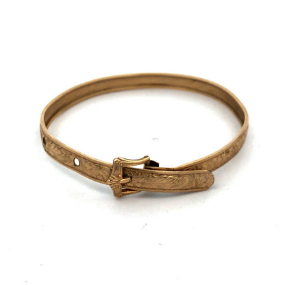 Antique Walter E Hayward WEH 12K Gold Filled Floral Detail Buckle Cuff Bracelet