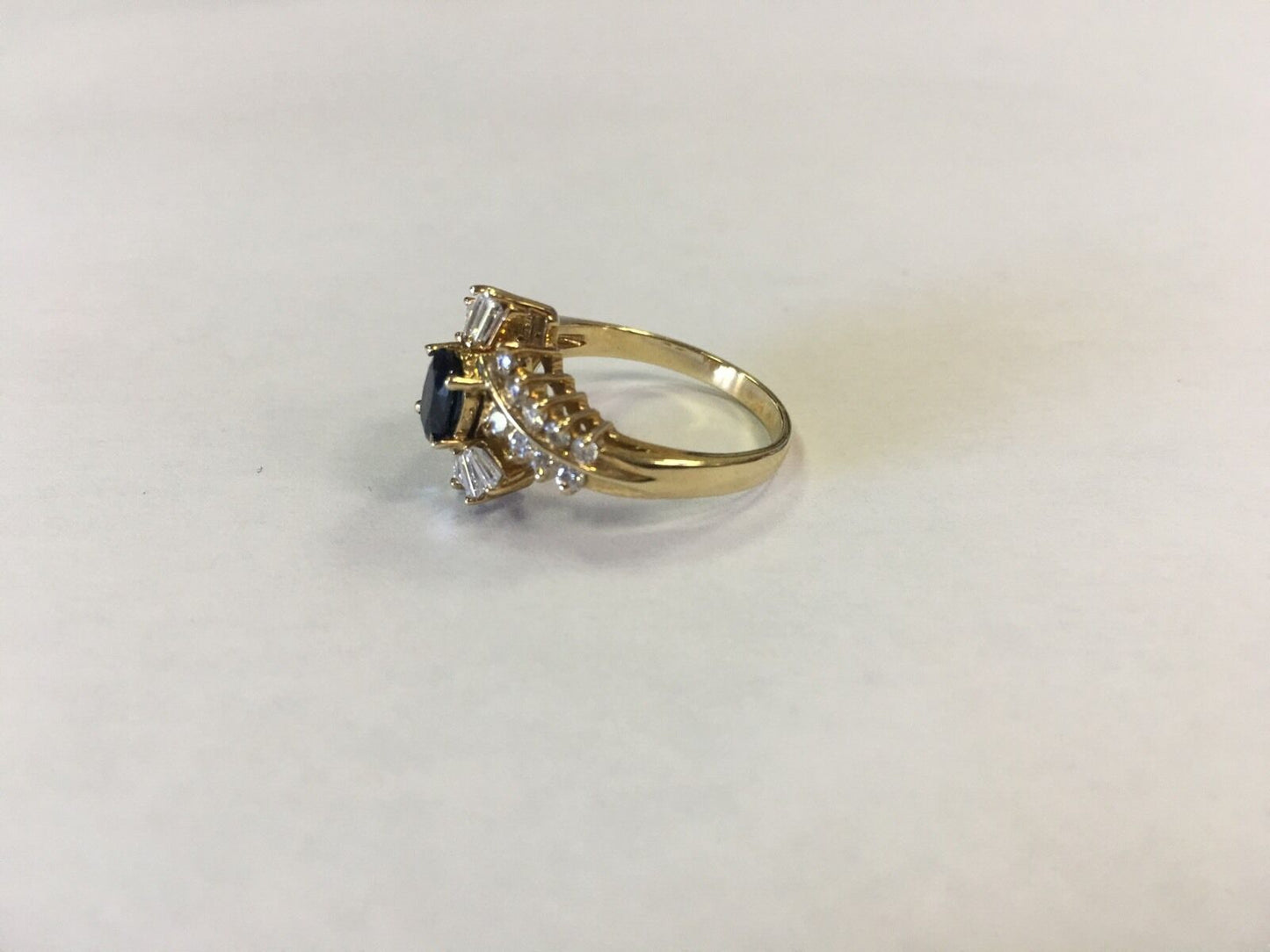 14k Yellow Gold Oval Sapphire with Diamond Accents Cocktail Ring