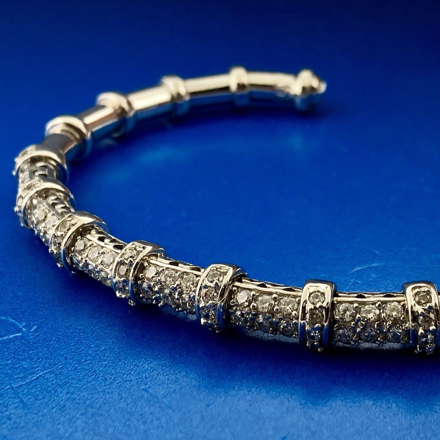 Joe Esposito ESPO Sterling Silver 925 Cubic Zirconia CZ Flexible Cuff Bracelet