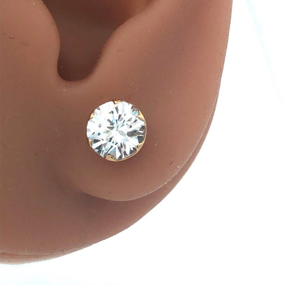 Stunning Classic 14K Yellow Gold Cubic Zirconia CZ Statement Stud Earrings