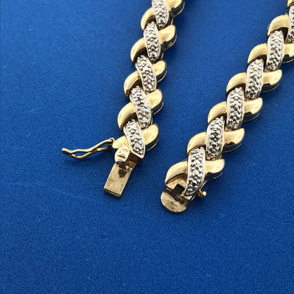Designer 925 Sterling Silver Vermeil Two Tone Illusion X Tennis Bracelet