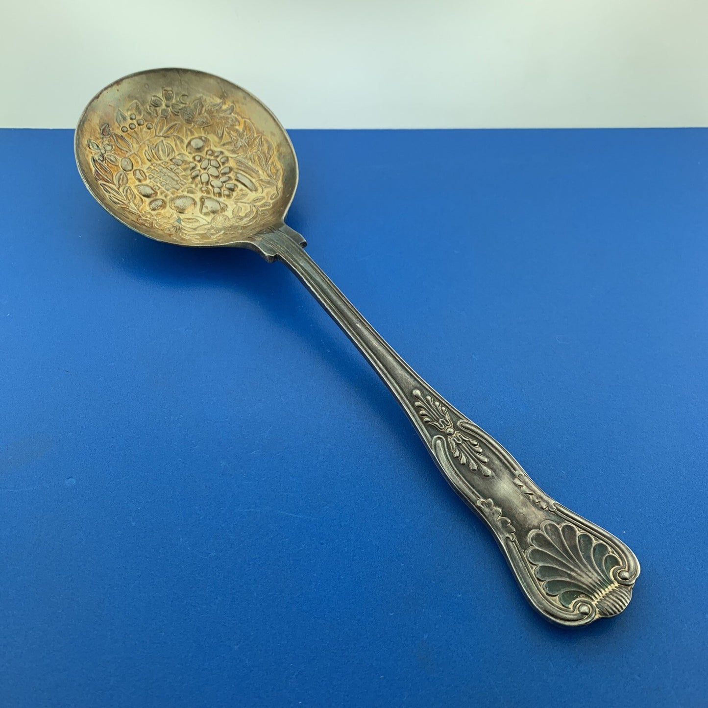 WA England 3 Pc Silverplate Kings Pattern Repousse Gold Wash Large Berry Spoons
