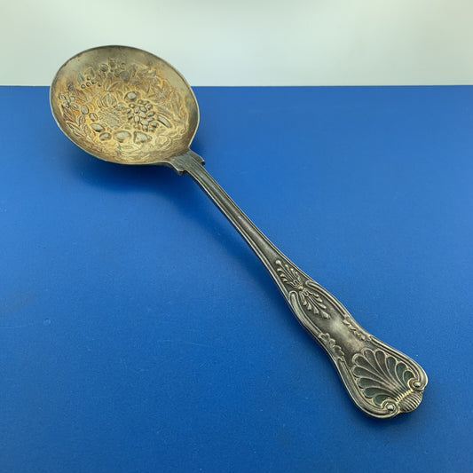 WA England 3 Pc Silverplate Kings Pattern Repousse Gold Wash Large Berry Spoons