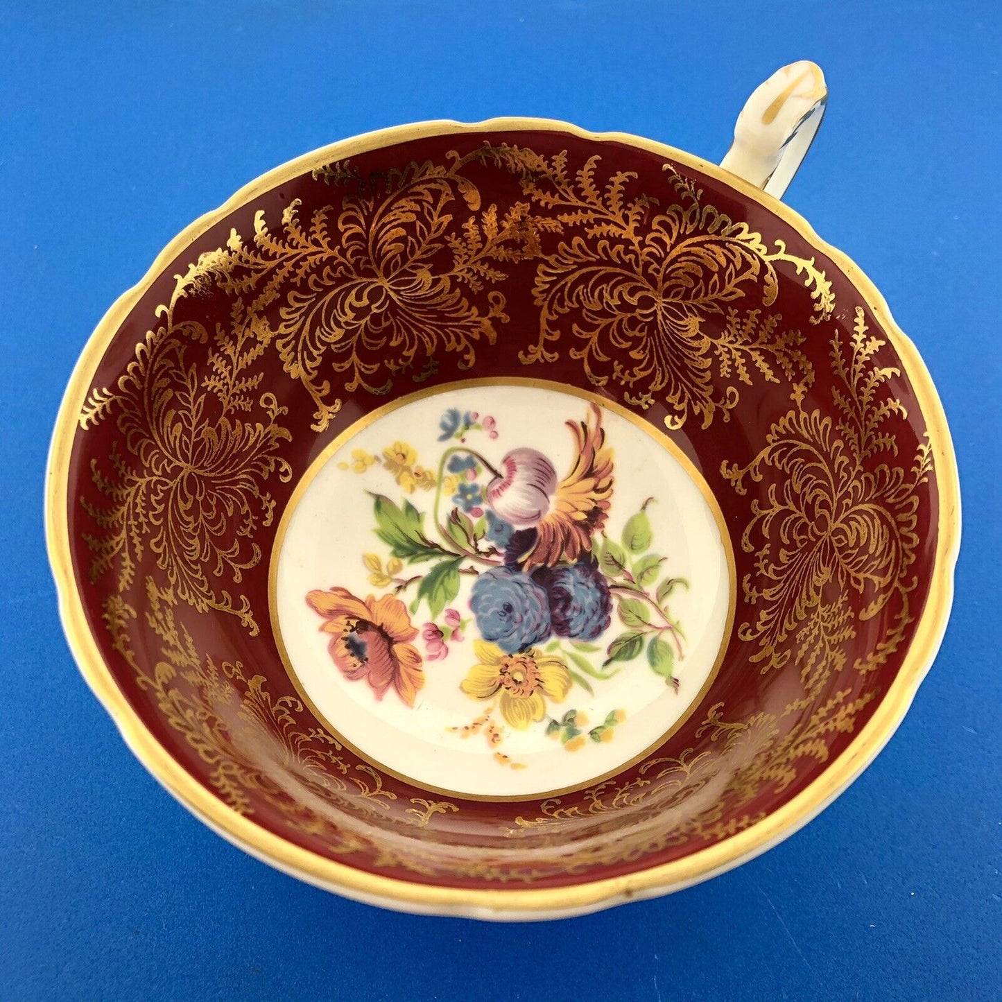 Paragon By Appointment English Bone Burgundy Gold Floral Tea Cup/Saucer