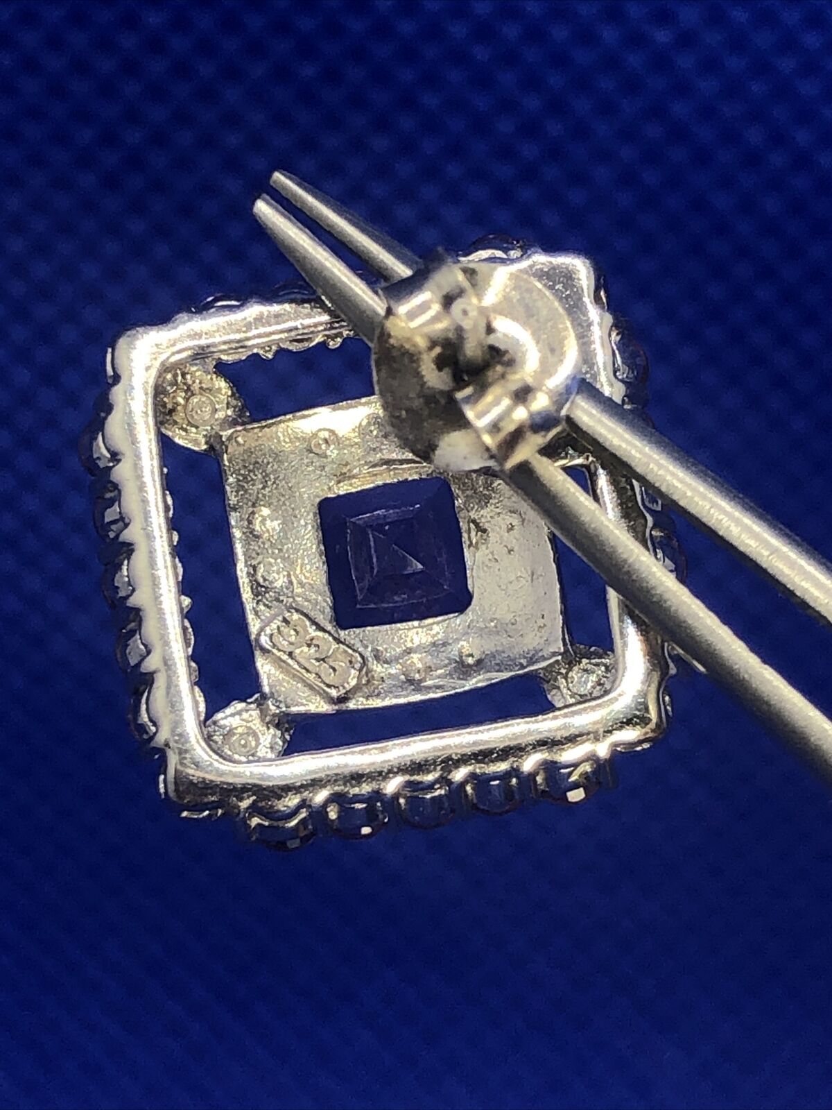 Purple Amethyst 925 Sterling Silver Square Statement Stud Earrings