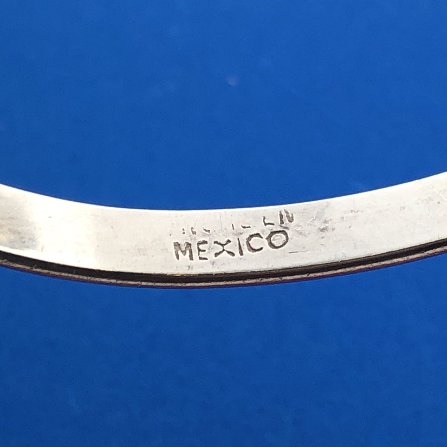 Vintage Mexico Sterling Silver 925 White/Grey Tigers Eye Bangle Bracelet