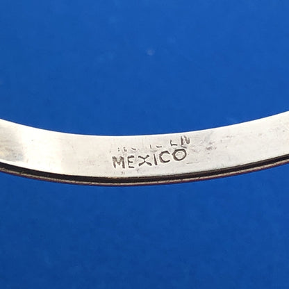 Vintage Mexico Sterling Silver 925 White/Grey Tigers Eye Bangle Bracelet