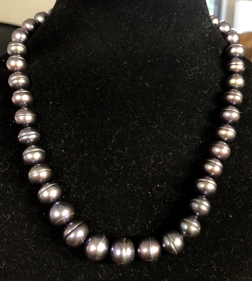 Honora 925 Sterling Silver Black Tahitian Pearl Statement Choker Necklace