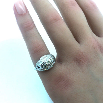 1920s Art Deco Platinum Diamond Trio Waterfall Engagement Bridal Cocktail Ring