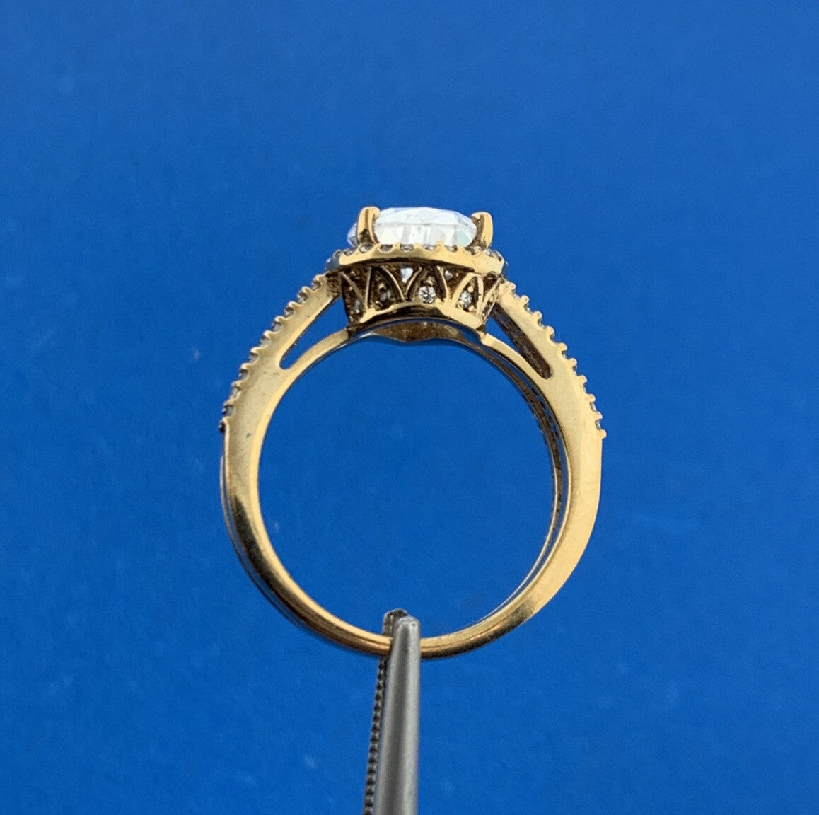 Designer Sterling Silver Vermeil Pear Cubic Zirconia Solitaire w/Accents Ring