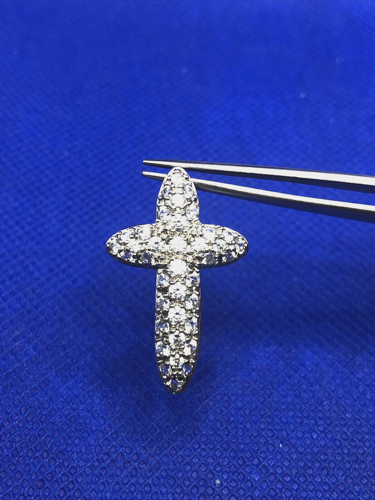 Designer Cubic Zirconia 925 Sterling Silver Religious Communion Cross Pendant