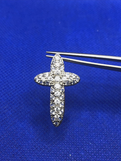 Designer Cubic Zirconia 925 Sterling Silver Religious Communion Cross Pendant