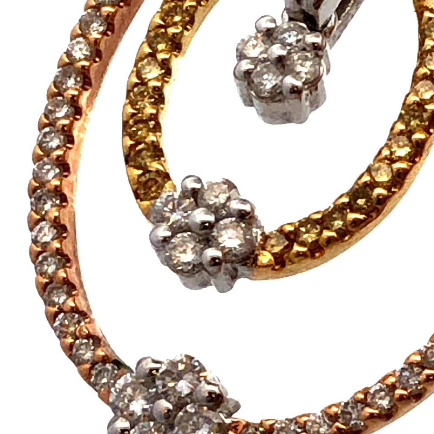 Designer 18K Yellow White Rose Gold Tri-Color Diamond Oval Statement Pendant