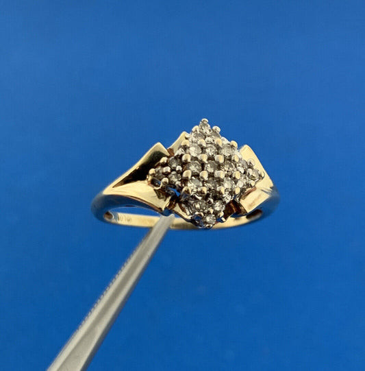 Designer LGL 10k Yellow Gold Round Cut Diamond Star Cluster Ring Size 7.25