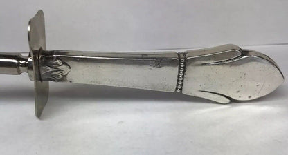 Sterling Silver 925 Fleur De Lis Beaded Design Handled Meat Fork