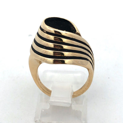 Vintage 14K Yellow Gold Diamond Egyptian King Tut Cocktail Ring
