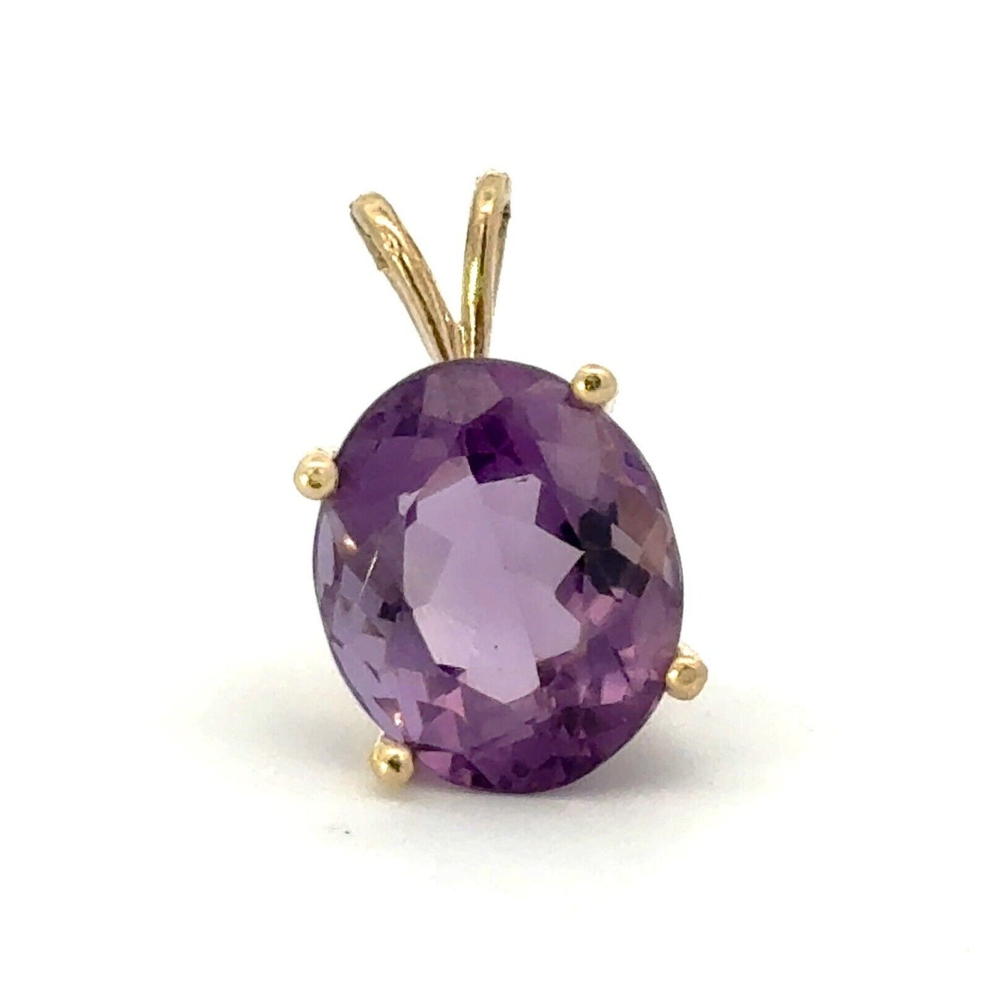 Designer 14K Yellow Gold Oval Amethyst February Anniversary Pendant