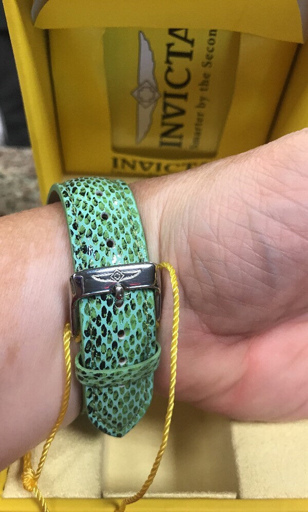 Invicta Women's Angel Quartz Stainless Steel Watch Model 18351 Green Leather
