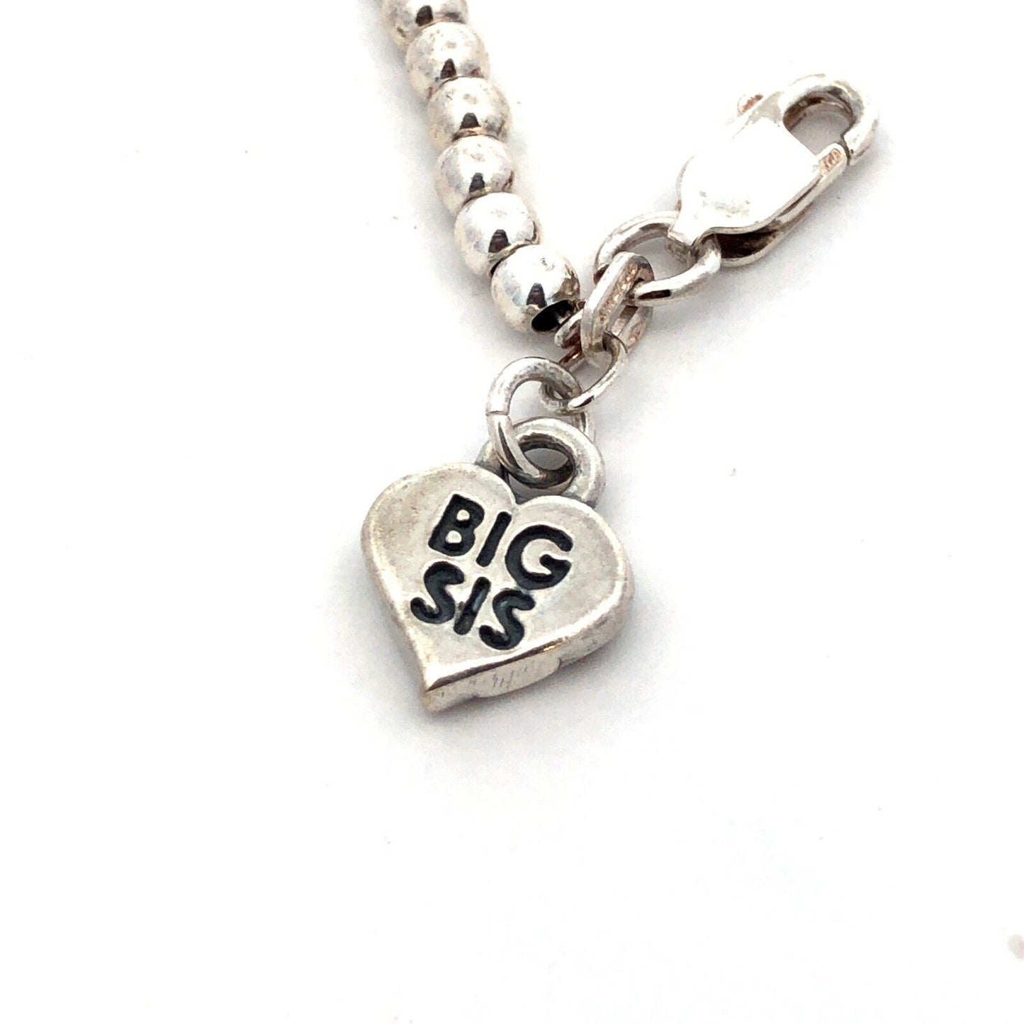 Designer SJC 925 Sterling Silver Beaded Big Sis Sister Sibling Childs Bracelet