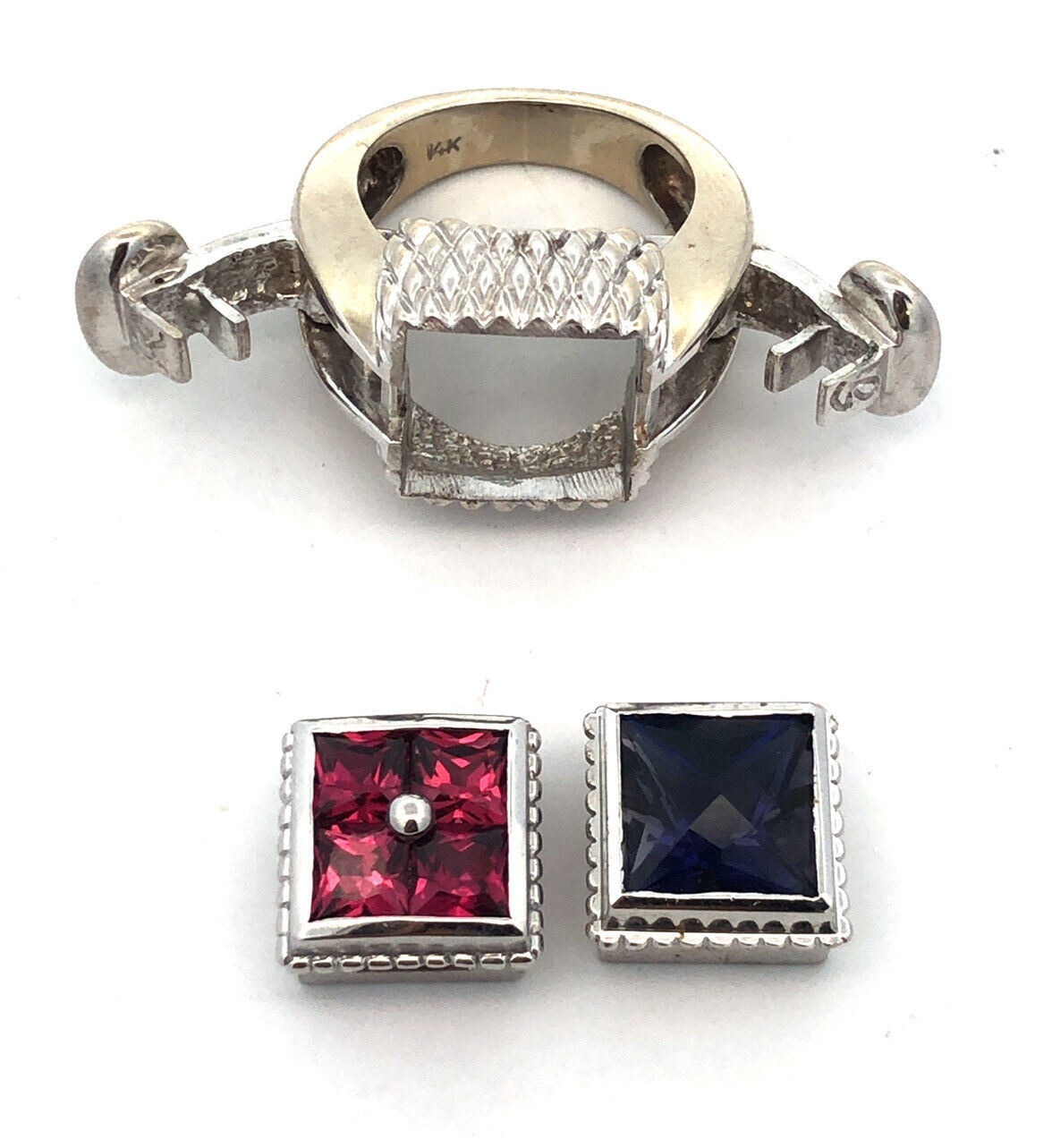 Goldman Kolber GK 14K White Gold 925 Silver 2 Insert Spinel Interchangeable Ring