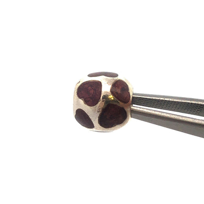 Authentic PANDORA 925 Sterling Silver 790543EN21 Purple Enamel Hearts Ball Charm