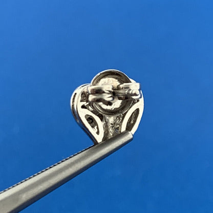 Designer HN 925 Sterling Silver White Black Diamond Cluster Heart Stud Earrings