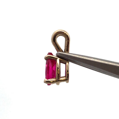 Vintage 14K White Gold Pear Ruby Solitaire Petite Drop Pendant