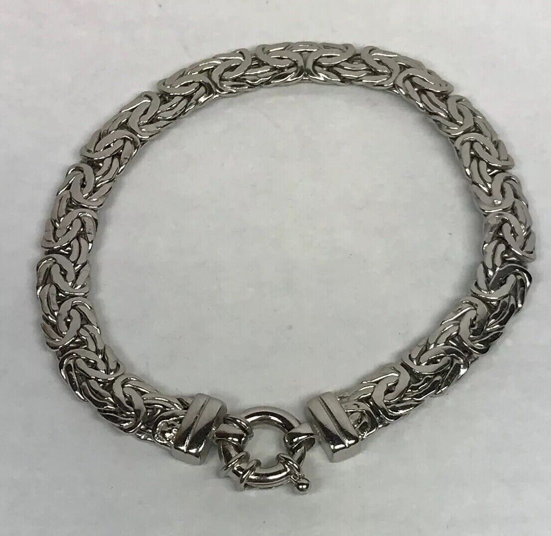 Designer Atasay Kuyumculuk AK Turkey Sterling Silver Byzantine Link Bracelet