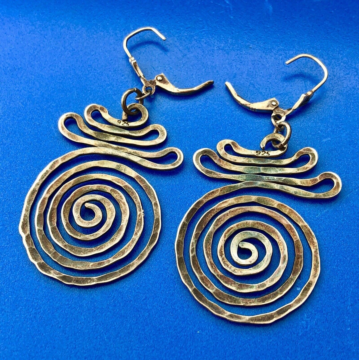 Retro Modernist Sterling Silver 925 Free Form Crop Circle Drop Dangle Earrings