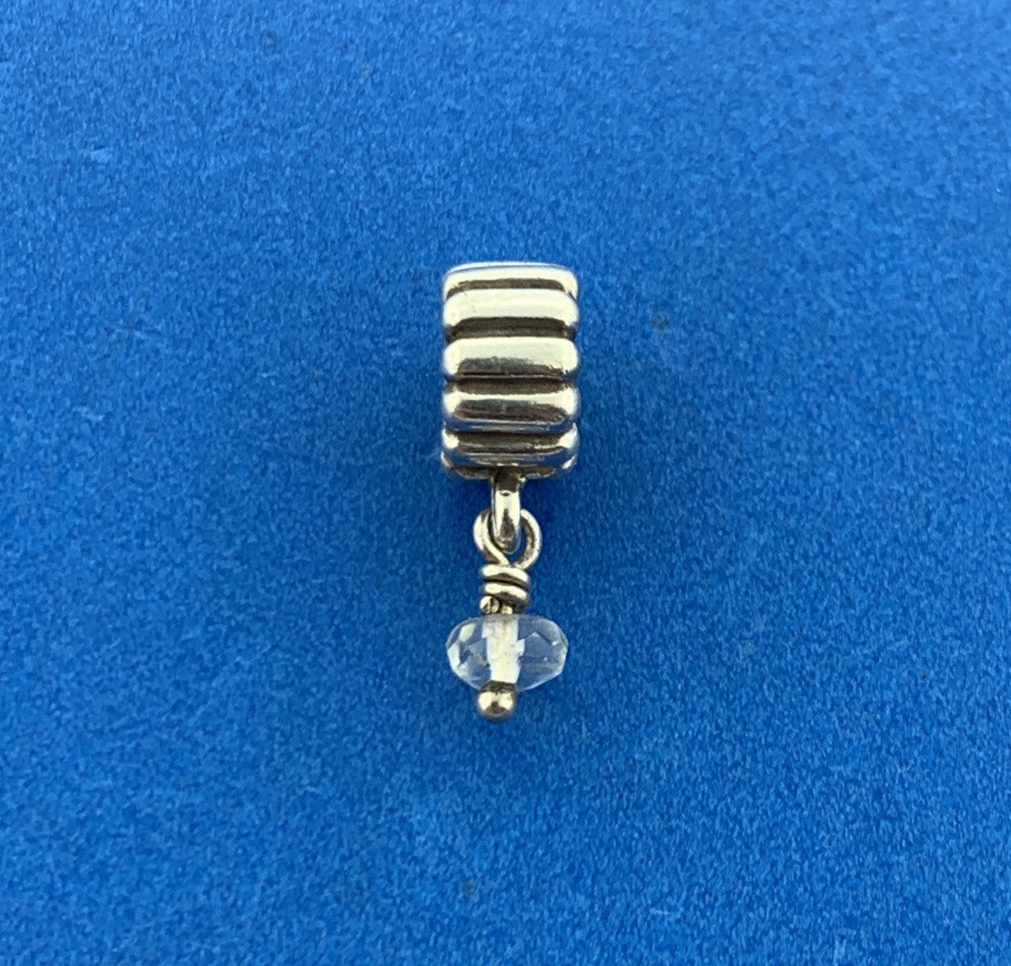 Authentic PANDORA 925 Sterling Silver 790166BK White Quartz April Dangle Charm