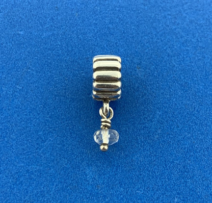 Authentic PANDORA 925 Sterling Silver 790166BK White Quartz April Dangle Charm