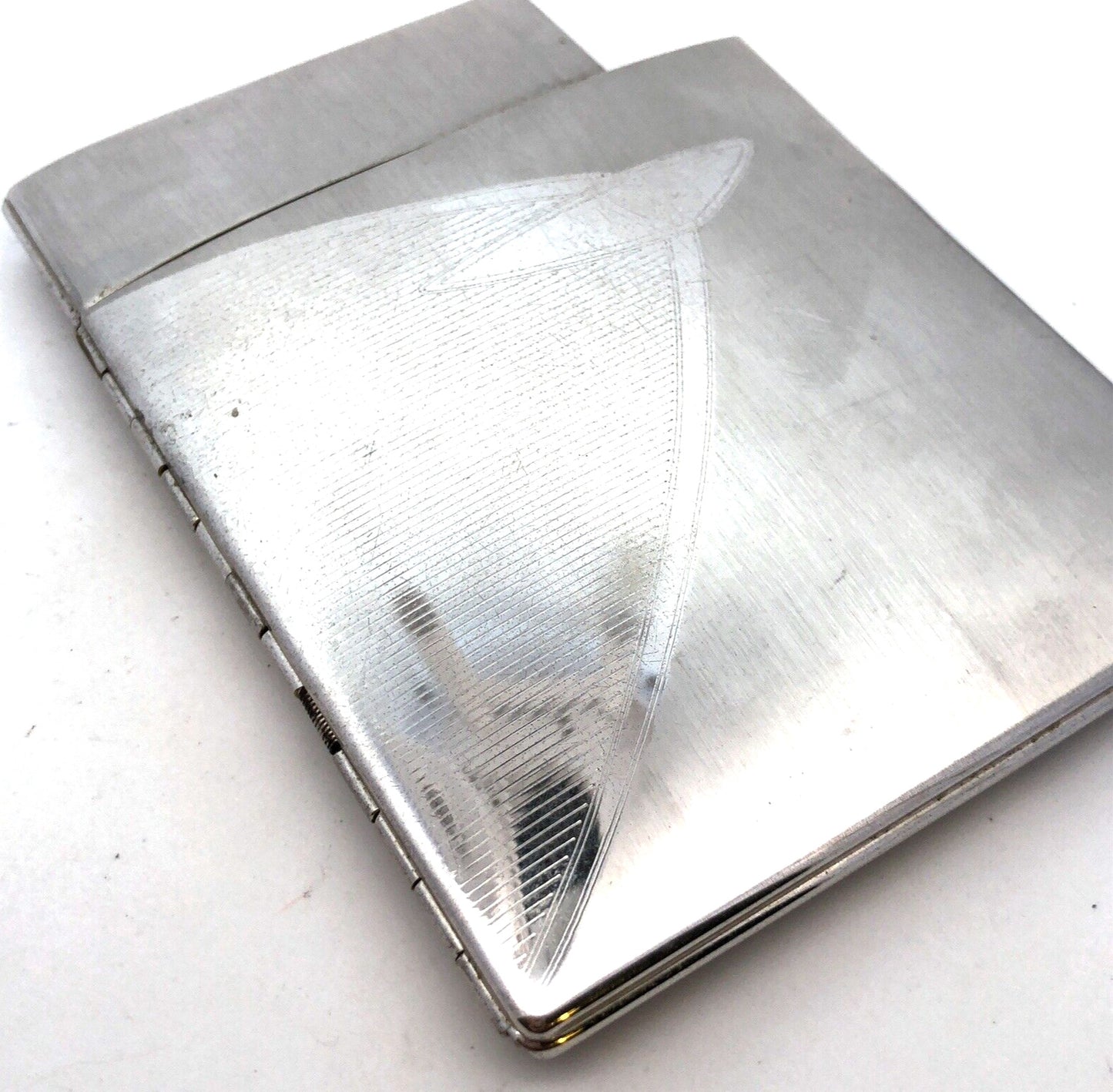 Mid Century Modern Ronson Escort Silver Toned Combo Cigarette Lighter & Case