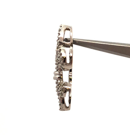 Designer 14K White Gold Diamond Encrusted Fleur De Lis Slide Pendant