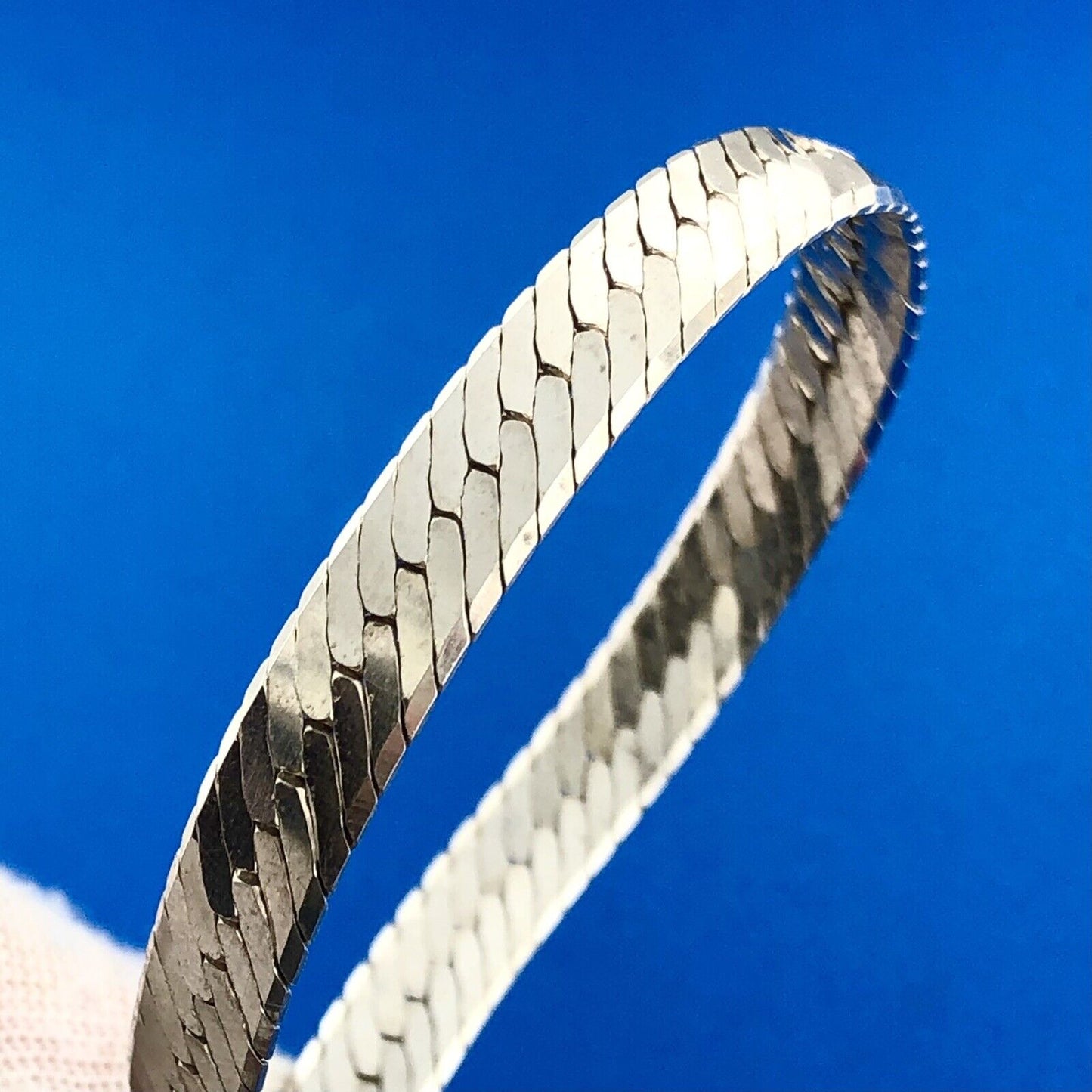 Vintage Italy GLO 925 Sterling Silver Flat Serpentine Link Chain Necklace