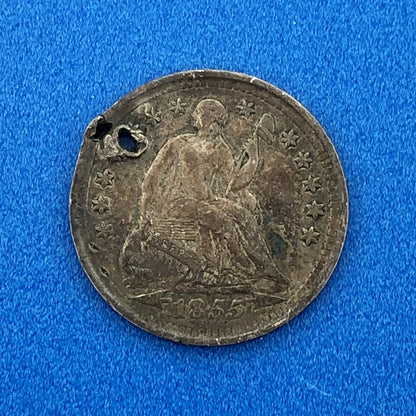 1855 P Seated Liberty Silver Half Dime Type 3 Better Key Rare Philadelphia Coin