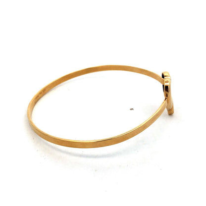 MWS 925 Sterling Silver Gold Vermeil Heart Love Anniversary Bangle Bracelet