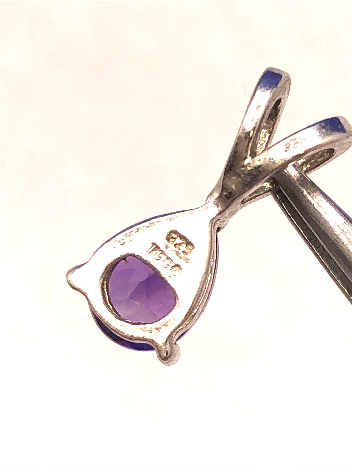 Designer TGGC 925 Sterling Silver Pear Cut Amethyst Drop Petite Pendant