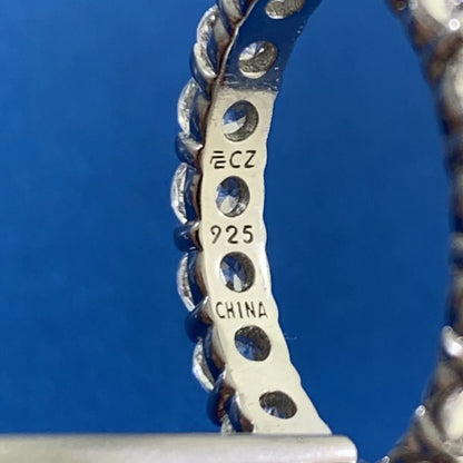 Diamonique Cubic Zirconia 925 Sterling Silver Wedding Bridal Rings Set