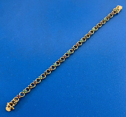 Designer 925 Sterling Silver Vermeil Sapphire Ruby Emerald Tennis Bracelet