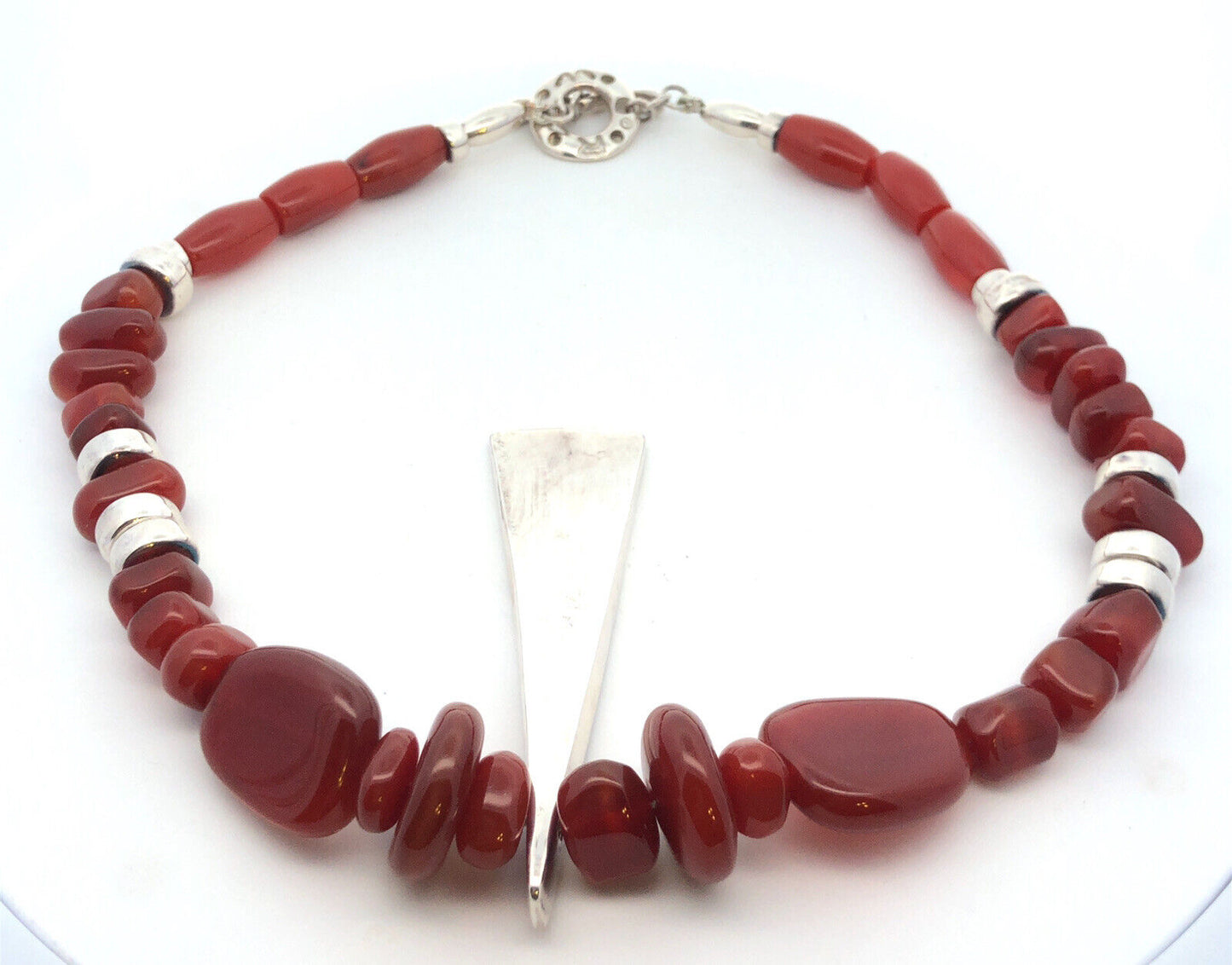 Robert Lee Morris RLM Studio Sterling Silver Chunky Carnelian Toggle Necklace