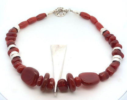 Robert Lee Morris RLM Studio Sterling Silver Chunky Carnelian Toggle Necklace