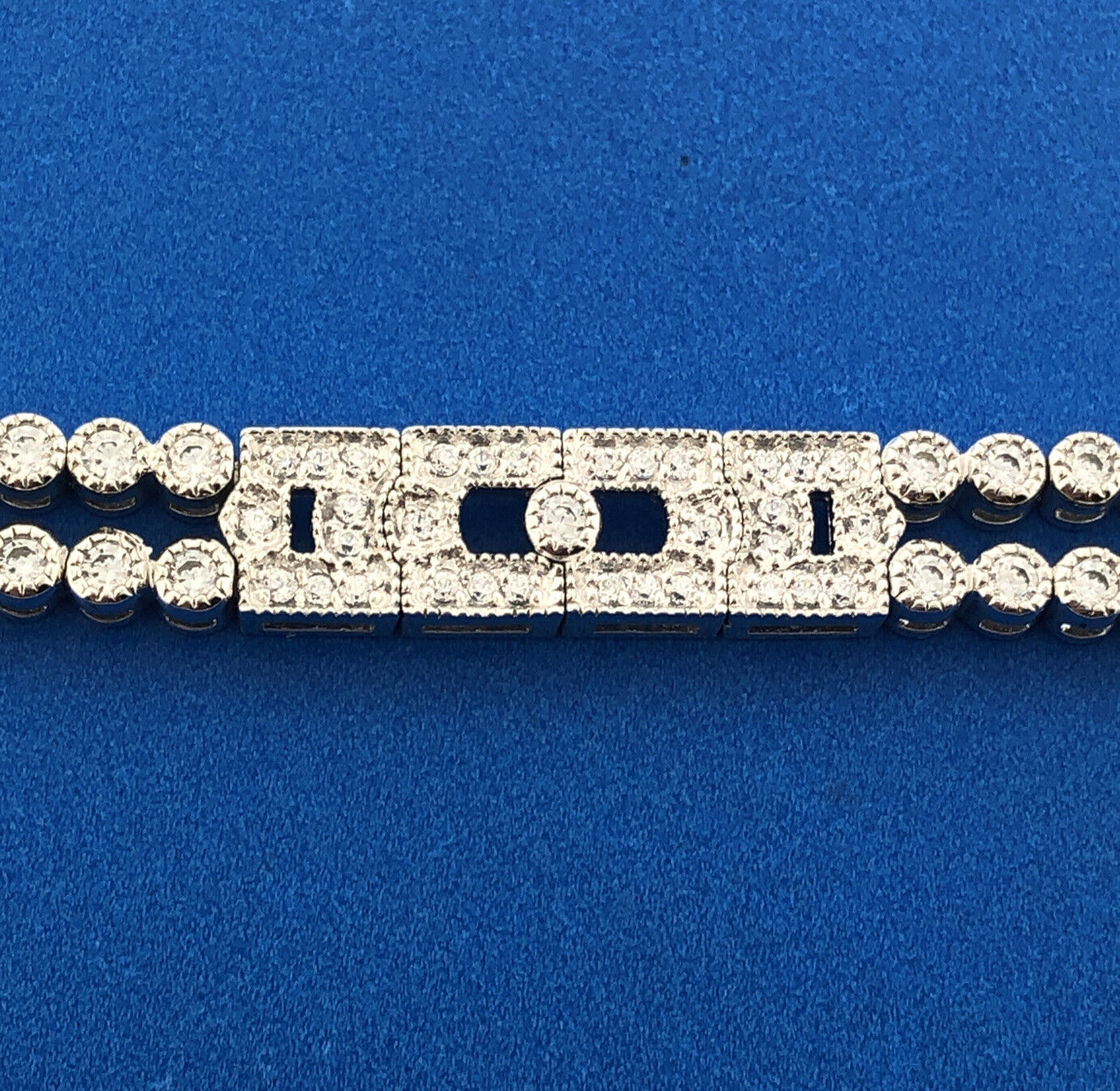 Designer SW 925 Sterling Silver Cubic Zirconia CZ Statement Tennis Bracelet