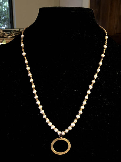 Designer Silpada 925 Sterling Silver Bronze Pearl Beaded Pendant Necklace