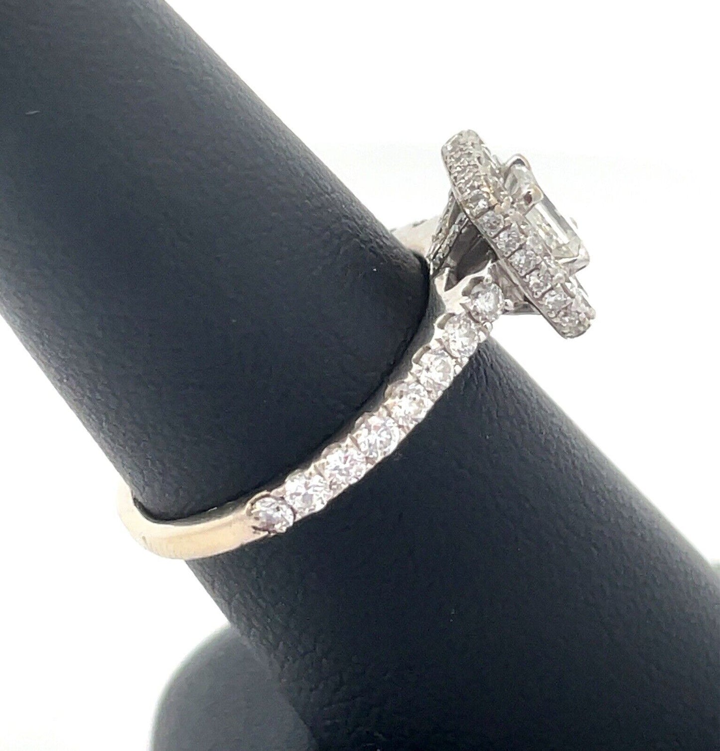 Designer Neil Lane 14K White Gold Emerald Cut Diamond Halo Engagement Ring