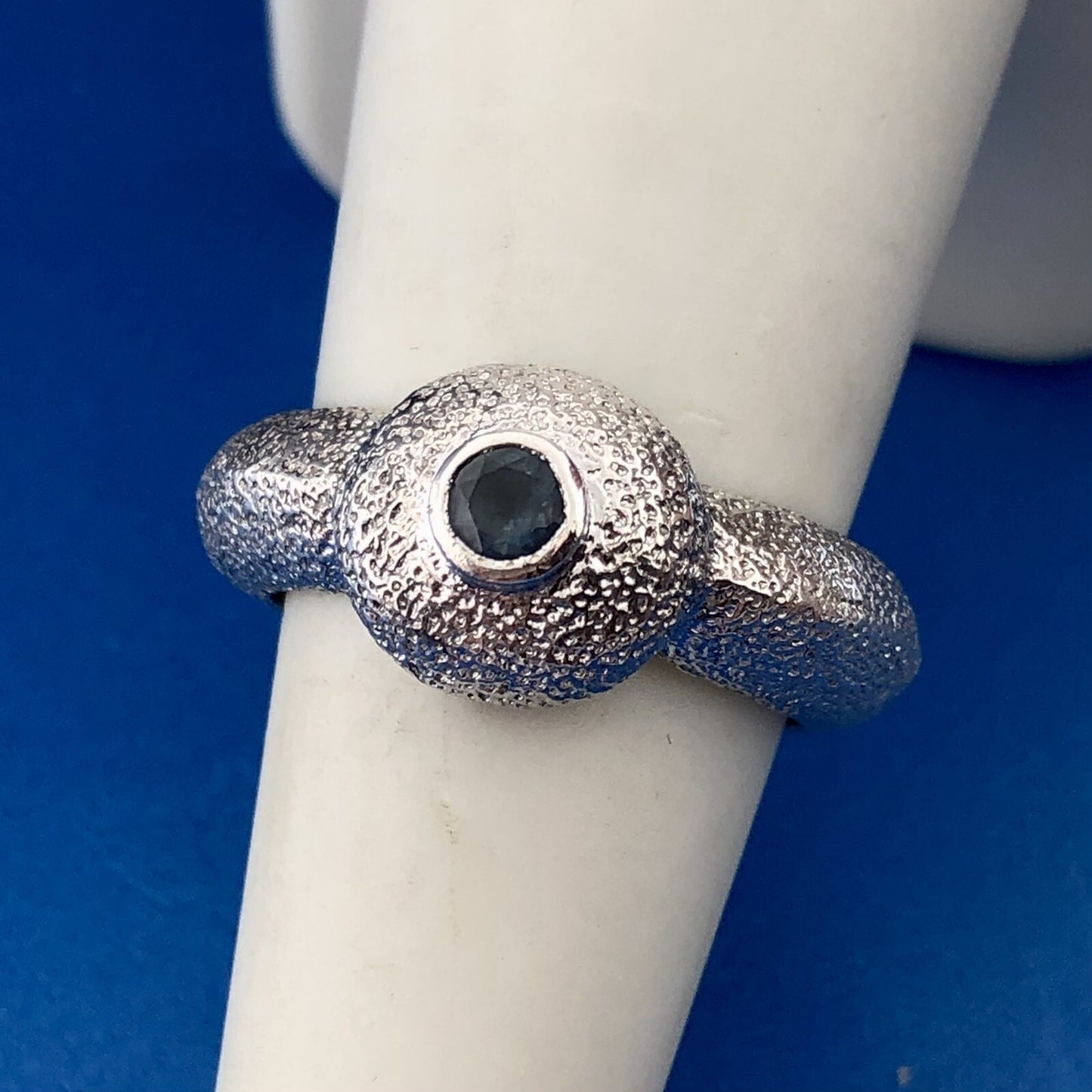 Vintage Mignon Faget 925 Sterling Silver Sea Collection Sapphire Sea Urchin Ring