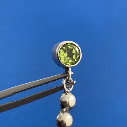 Peridot and Amethyst 925 Sterling Silver Round Chain Dangle Stud Earrings